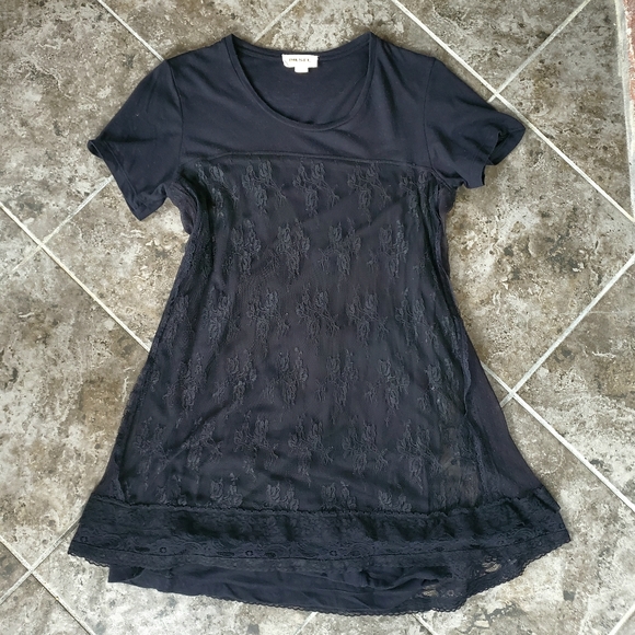 DIESEL black lace mini t-shirt dress Wednesday Addams style Size S - Picture 3 of 8